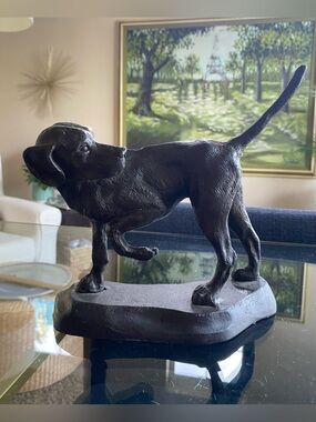 VTG Cast Iron Pointer Hunting Dog Figurine Statue Doorstop Black